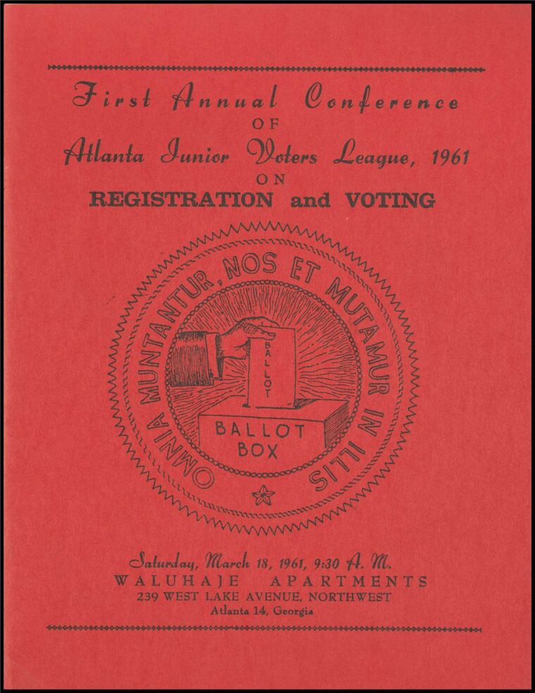 Atlanta Junior Voters’ League First Annual Conference. Long, Rucker, and Aiken Family Papers, Kenan Research Center at Atlanta History Center.